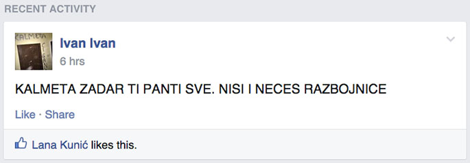 Poruka u Facebook grupi