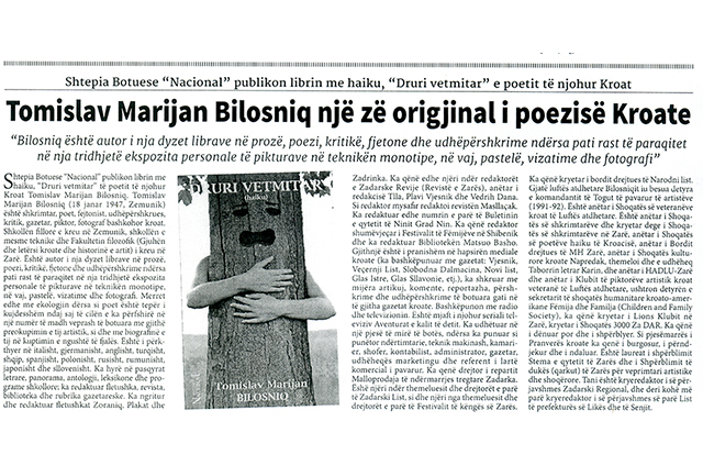 Tomislav Marijan Bilosnić originalan glas hrvatske poezije popratio je tjednik Nacional, br. 298