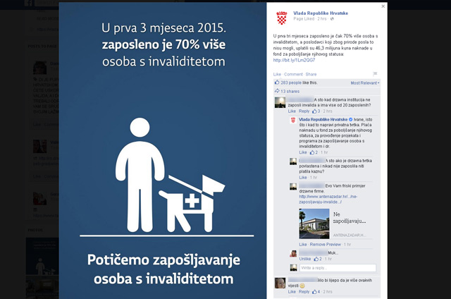 Facebook status Vlade za invalide