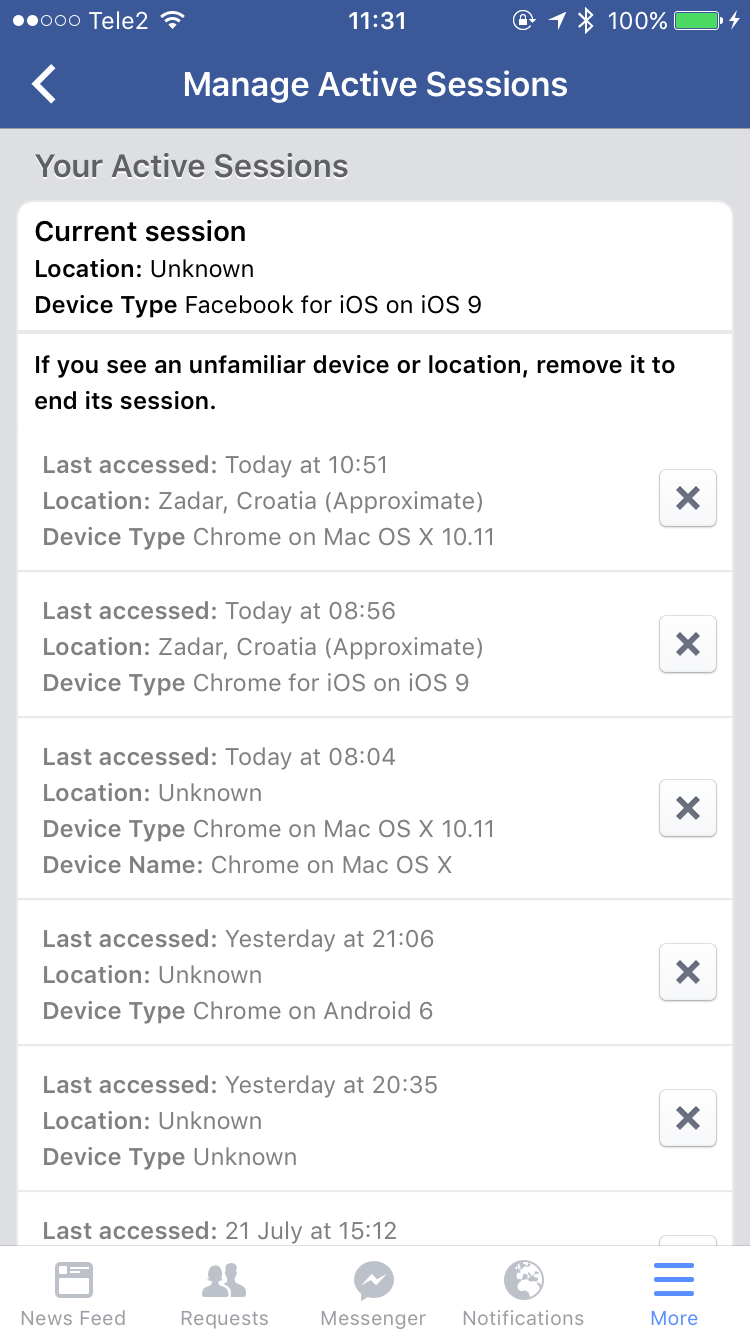 Facebook login prozor