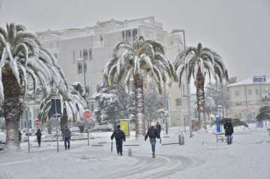 Snijeg u Zadru (Foto: Ivan Katalinić / Antena Zadar)