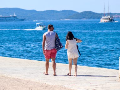 ljeto, vrijeme, suncano, toplo, kupanje, turisti, riva