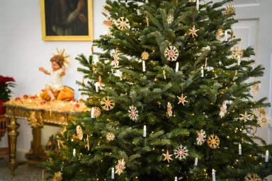 Bor, bozic, bozicna dekoracija, bozicne lampice, zaruljice, bozicni ukrasi, ukrasi od slame Nadbiskup Puljic FOTO Matija Lipar_-3